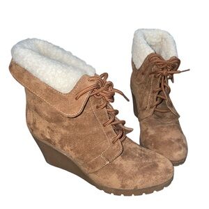 Nautica Tendon Suede Lace Up Ankle Booties Size 6.5 K-8